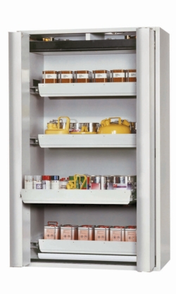 Saftey cabinet S-PHOENIX-90 FDAS 1196 x 616 x 1968 mm (WxDxH), RAL 7035, 4x pull-out tray, 1x bottom tray