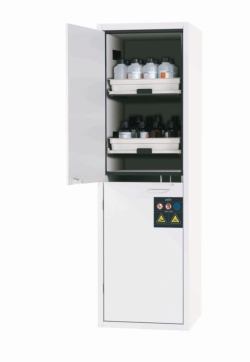 Acid and alkali cabinet SL-CLASSIC tall cabinet with hinged doors, door hinge left, with profile cylinder lock, WxHxD 597x603x1