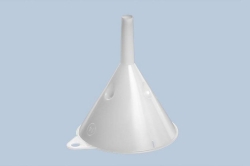 Trichter 140 mm, PE-HD Auslauf 15 mm, naturfaben