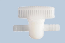 Durchgangshahn, natur, PE mit T&uuml;llenanschlu&szlig;, 10x10 mm (3/8" x 3/8")