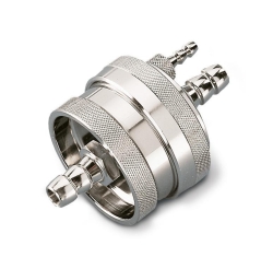 Filtration device, stainless steel, 47 mm, for line installation with valve