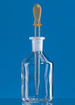 Dropping bottle 50ml, soda-lime glass with dropping pipette, with rubber cap