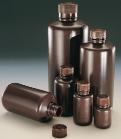 Enghalsflaschen Nalgene™ Economy, PE-HD, mit Schraubverschluss, PP, braun