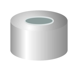 Aluminium crimp caps N 11-L, silver center hole, PTFE gray/Butyl beige/PTFE grey, Hardness:55°,shore A,thickness: 1.3 mm,pack o