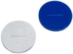 LLG-Septa N 8 Silicone white/PTFE blue, slitted, Hardness: 55° shore A,Thickness:1.0 mm, pack of 100