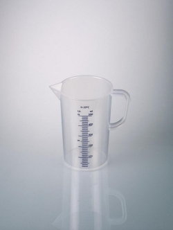 Graduated beakers with handle, blue graduation