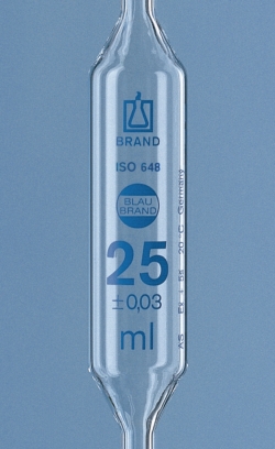 Vollpipetten, AR-GLAS<sup>®</sup>, Klasse AS, 2 Marken, blau graduiert, mit Einzelzertifikat