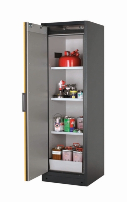 Safety cabinet Q-CLASSIC-90 WDL 600 x 615 x 1955 mm (WxDxH), swing door yellow RAL 7016, 3 shelves