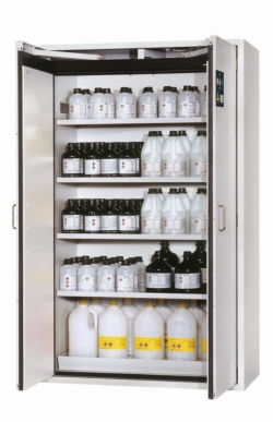 Safety Cabinet S-CLASSIC-90 WD 1968x1200x615mm (HxWxD), RAL 7035, 4 shelves, 1 perforated plate, 1 bottom collection sump