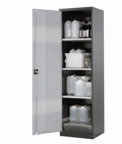 Chemical cabinet CS-Classic RAL7016, 545x520x1950mm, 3 shelves, 1 perforated metal insert, 1 bottom colleting sump
