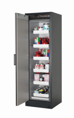 Saftey cabinet Q-PEGASUS-90 WDACL 599 x 615 x 1953 mm (WxDxH) grey RAL 7035, 6 pull-out shelves