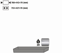 Bottom collecting sump (V=22 L) stainless steel 1.4301 753x427x70mm