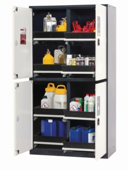 Chemical cabinet CS Classic CS.195.105.MM.4WD 1055 x 520 x 1950 mm (WxDxH) 8 pull-out shelves, coated RAL 7035