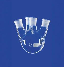 Four-necked round bottom flask 500ml, MN NS 29/32, SN NS 29/32, Side necks angular 15°