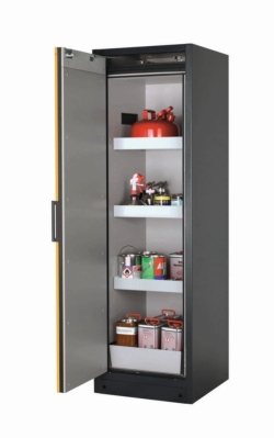 Safety cabinet Q-CLASSIC-90 WDL 600 x 615 x 1955 mm (WxDxH), swing door yellow RAL 7016, 3 shelves, 1x sheet,