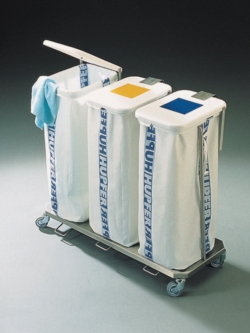 Collector for washing and trash sacks SWAF-1 with foot pedal and lid, stainless steel