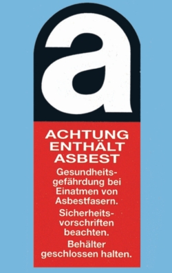 Asbest-Gefahrstoffaufkleber gem. GefStoffV 25x60mm, Folie, selbstklebend Bogen à 8 St.