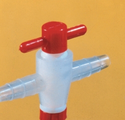 1-way stopcock, PP, PTFE key, bore 2 mm