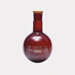 Round bottom flasks with standard ground joint, borosilicate glass 3.3, amber