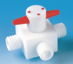 3-way stopcocks, PTFE GL 14, 4mm