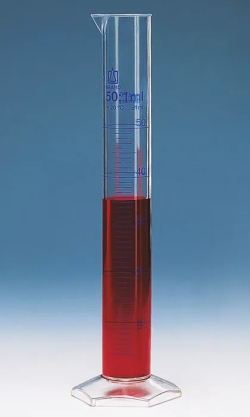 Measuring cylinders, PMP, tall form, class A, blue graduations