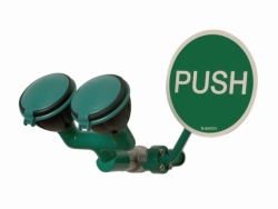 Safety Eye Showers with two 45° shower heads, for concealed wall mounting