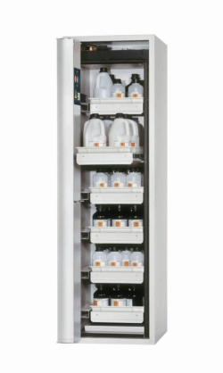 Saftey cabinet S-PHOENIX-90 FDASL 600 x 615 x 1968 mm (WxDxH), folding door grey RAL 7035, incl. 6 pull-out drawers