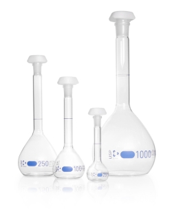 Messkolben DURAN<sup>®</sup>, Klasse A, blau graduiert