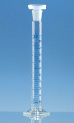 Mischzylinder, Borosilikatglas 3.3, hohe Form, Klasse A, blau graduiert
