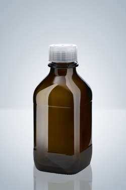 Amber glass bottles for bottle-top dispensers and digital burettes, square