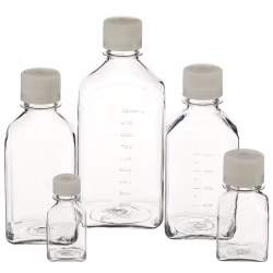 Medienflaschen Nalgene™, PETG, quadratisch, mit Septumverschluss, Silikon / PTFE