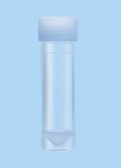 Schraubröhrchen 5 ml, 57x15,3 mm, PP Flachboden, mit montiertem Verschluss, steril, VE=1000