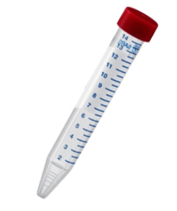 Röhrchen mit konischem Boden 15 ml Schraubverschluss, mit Graduierung Schriftfeld, 120x17 mm, steril, VE=500