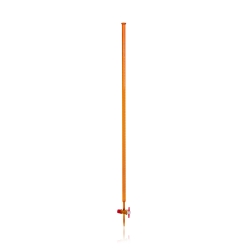 Burette 10 ml, amber glass cl. AS, CoC, white marking, straight PTFE stopcock