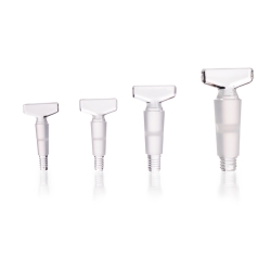 Hahnküken mit Gewinde, SBW-Glas geschliffen, Bohrung 2 mm, NS 12,5