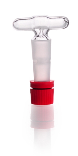 DURAN® Stopcock keys threaded, hollow, glass handle, ground, with 3 part retaining device, bore 2.5 mm, NS 14.5