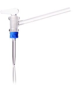 DURAN® burette stopcocks, angled, complete with DURAN®-keys, NS 12.5, bore 2,5 mm, tube 100 mm