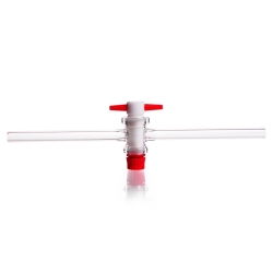 DURAN® Single way stopcocks, complete with PTFE key, bore 2,5 mm, NS 14.5, "side arms 9 mm"