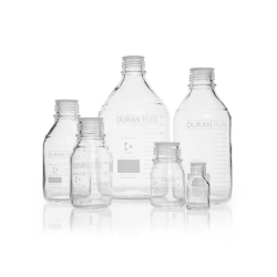 DURAN PURE bottle 25 ml, clear with scale, GL 25, with dust protection cap, w/o screw-cap and pouring ring