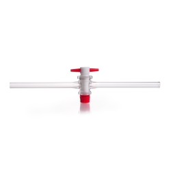 DURAN® Single way stopcocks, complete with PTFE key, bore 4 mm, NS 14.5, "side arms 10 mm"