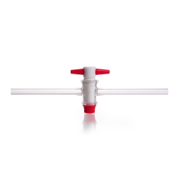 DURAN® Single way stopcocks, complete with PTFE key, bore 4 mm, NS 18.8, "side arms 10 mm"