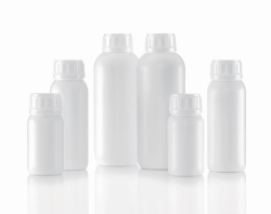 Rundflasche ohne Verschluss, Serie 321 'VarioPack Dual', mit PA-Barriere, weiß