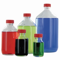 Enghalsflaschen, Glas, klar, Verschluss mit PTFE-Einlage