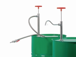 Barrel pumps, stainless steel, flexible tubing with stopcock