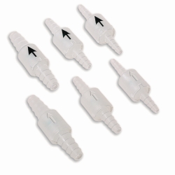 Non-return valves, PP, with black directional arrow