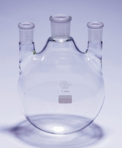 Round bottom flasks with three necks, NS joints, parallel arms, Pyrex<sup>®</sup>