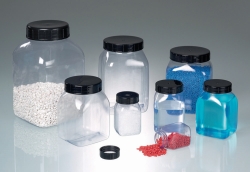 Square wide-mouth containers, PVC, transparent