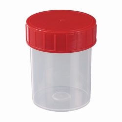 Sample beakers, PP, with screw cap, PE-LD