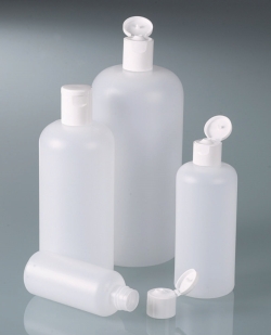 Rundflaschen, PE-HD, mit Klappverschluss, PP