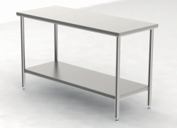 Cleanroom tables with a smooth worktop with shelf